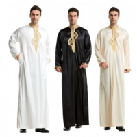 Vêtements pour hommes musulmans, robe arabe du Moyen-Orient, robe ample en fibre de polyester 100%, Dubai, vêtements islamiques pour hommes, thobe arabe