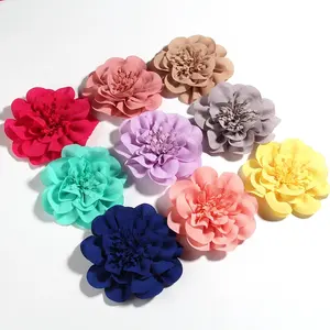 10 cm DIY handgefertigte Kleidung Hüte und Schuhe Pistillate Blume reine Farbe Chiffon Blume Kinderkopfbedeckung mit Clips