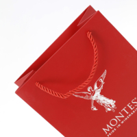 Sac en papier de petite taille pour vin, Logo personnalisé de bandes blanches et noires, 100 unités