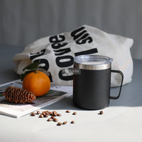 HIGHWIN Tasse à café isotherme en acier inoxydable de 16 oz, à double paroi, avec poignée ergonomique