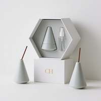 C & H Ensembles de diffuseurs de roseaux de parfum en céramique de parfum de maison de luxe Bouteille de diffuseur de roseaux vide de Noël avec boîte d'emballage