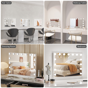 23 ''L 18'' W Vanity một mặt 15 bóng đèn trang điểm gương kim loại đứng đúng ánh sáng ban ngày dẫn ánh sáng USB Loa <span class=keywords><strong>bluetooth</strong></span> không dây - Product Image 5