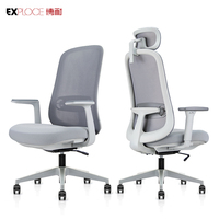 EXPLCOE Chaise de bureau moderne, cadre blanc, maille grise, ergonomique, pour usage domestique, livraison directe, siège confortable et durable