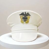Chapeaux de capitaine en similicuir blanc en gros, chapeaux de costume d'amiral avec aigle pour adultes