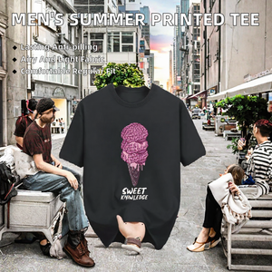 T-shirt imprimé à col rond pour homme, manches courtes, coupe classique, jersey tricoté, streetwear décontracté, grande taille - Product Image 2