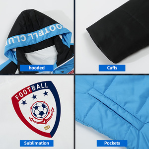 Cappuccio caldo a prova di vento personalizzato impermeabile in cotone lungo giacche da <span class=keywords><strong>calcio</strong></span> da uomo giacche da squadra di <span class=keywords><strong>calcio</strong></span> giacche invernali imbottite in cotone - Product Image 4