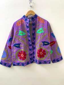 Handmade Indian <b>Velvet</b> Suzani <b>Jacket</b> Embroidered Animal Print Eco-Friendly Winter Boho Unisex Bulk Manufacturer Supplier India - Product Image 1