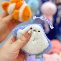 Pendentif en peluche super doux en coton PP de 10 cm, motif Famille Océan, animaux marins (Dauphin, Pieuvre), pour décompression, accessoire pour aquarium
