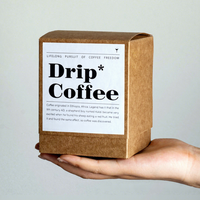 Boîte d'emballage alimentaire pour café filtre, personnalisable, en papier kraft, avec découpe, matériaux recyclés, impression UV, carrée