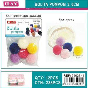 ILAN Bolita Pompom 3.0Cm Multicolore Décorations Artisanales - Product Image 1