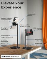 Réglable en hauteur 360° °   Support magnétique pour téléphone de bureau, robuste, utilisation à une main, diffusion en direct, compatible avec tous les iPhones