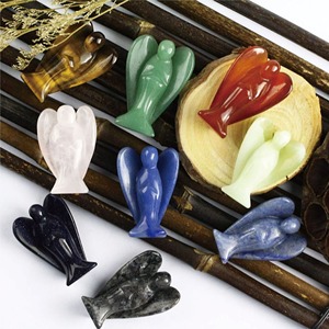1.5 "pierre précieuse sculptée à la main prier ange Statue cristal de guérison Rose Quartz oeil de tigre <span class=keywords><strong>Aventurine</strong></span> obsidienne ange Figurine Decora - Product Image 4