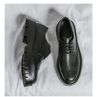 Nouvelles baskets décontractées en microfibre pour homme, style brogue, à semelle épaisse, pour l'automne/hiver, pour adolescents