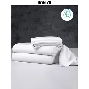 Cooling Collection - 100% Cooling Tencel Juego de cama Suave y suave 4 PCS Lyocell Juegos de sábanas Juego de sábanas de seda