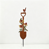 Nouveauté : Piquet décoratif en métal finition rustique pour oiseaux et fleurs, idéal pour patio, pelouse et aménagement extérieur