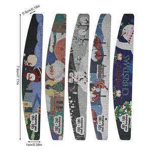 Christmas Nail Files Holiday Themed Washable Emery Boards Double Sided Nail Art Sanding Stick for Gift & Manicure