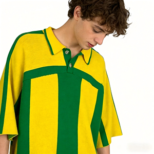 Jersey de Rugby de Punto con Diseño de Logotipo Personalizado OEM, Camiseta de Béisbol de Punto con Franjas Verticales Únicas, Jersey Deportivo de Punto de Alta Calidad, Polo - Product Image 3