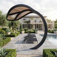 Grande sculpture moderne en acier inoxydable en forme de feuille, style parasol, pour jardin de villa et projets de parcs extérieurs, Fourniture d'usine