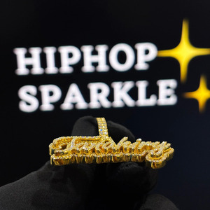Fashion Tanahiry <b>Name</b> Pendant 2 Inch Gold Plated Iced Out Moissanite Hip Hop <b>Necklace</b> Charm for Men Women Streetwear - Product Image 4