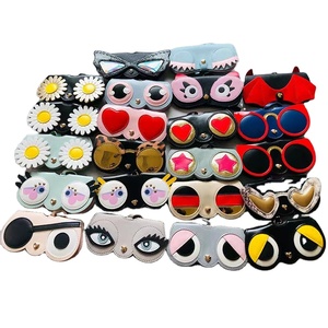 PU da Pouch du lịch xách tay dễ thương Túi xách Charm trang trí da kính Clip chủ vành đai khóa hộp Túi Kính mát trường hợp - Product Image 1