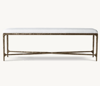 Banc de bout de lit moderne de style américain de luxe avec base en métal et revêtement en tissu