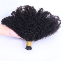 Extensions de cheveux en mèches afro bouclées mongoles, extensions de cheveux vierges en vrac, 3B 3C, extensions de cheveux humains à pointes I, noires pour femmes