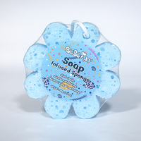 Esponja de Baño 2 en 1 con Jabón Incorporado, Esponja de Baño en Forma de Flor, Hidratante, Exfoliante Suave y Espuma Abundante, Exfoliante Corporal
