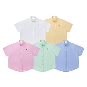 Chemise à manches courtes en coton pour <span class=keywords><strong>homme</strong></span> avec col montant Ami, vêtement décontracté de haute qualité pour l'été, brodée, populaire à <span class=keywords><strong>Paris</strong></span> - Product Image 1