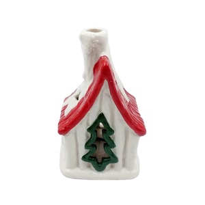 <strong>Christmas</strong> Gift Small Light up White Red Ceramic LED <strong>Christmas</strong> <strong>House</strong> Miniature Decoration with Green Xmas Tree Decor - Product Image 6