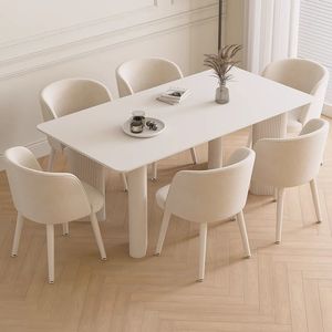 <b>Dining</b> Table <b>Set</b> 4 Piece Off White Rectangular Modern Minimalist <b>Space</b> <b>Saving</b> For Small Homes And Apartments - Product Image 2