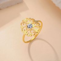 Bague en acier inoxydable Myshape avec fleur et zircon transparent, bagues pour femmes, alliance, bijoux bohèmes, cadeau d'anniversaire, vente en gros