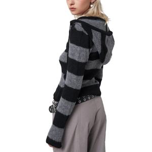 Prix d'usine, sweats à capuche tricotés à rayures fumées, de haute qualité, avec logo personnalisé, mode décontractée, confortables - Product Image 5