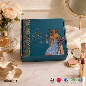 Boîte cadeau de luxe personnalisée pour cosmétiques arabes avec sac en papier, boîte d'expédition en carton bleu sarcelle pour emballage de parfums et <span class=keywords><strong>maquillage</strong></span>, vente en gros - Product Image 4