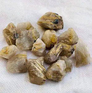 Großhandel hochwertige natürliche goldene Haare Rutil Quarz Roh kristall rohen Halbe del stein zu verkaufen