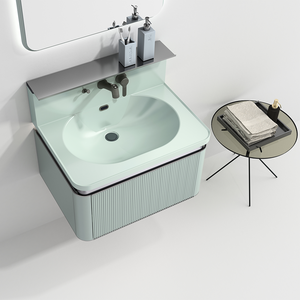 Panoon 23B Gabinete de baño de piedra moderna de pie Cajones de cierre suave Acabado resistente al agua Espejo incluido Acero inoxidable - Product Image 1