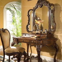 Table de toilette classique de haute qualité Table de chevet vintage antique avec miroir Ensemble de table de toilette meubles de chambre à coucher
