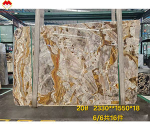 Dalle de marbre doré Bugatti polie haute décoration murale de fond doré étincelant marbre doré de Calcutta pour comptoir et table d'île - Product Image 4