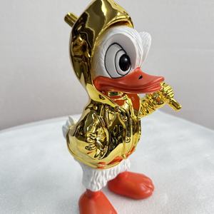 Statue Moderne de Canard Plaqué Or en Résine, Sculpture Animale <span class=keywords><strong>Pop</strong></span> Art avec Capuche, <span class=keywords><strong>Figurine</strong></span> pour Décoration de Bureau et Maison de Luxe - Product Image 3