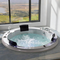 Baignoire de massage à remous intégrée de style moderne, ronde, pour deux personnes, écologique, avec cascade à bulles d'air, vente en gros