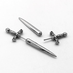Pendientes con forma de espada y diseño de cruz de acero de titanio, joyería geométrica para fiesta, GZYE-1458 - Product Image 3