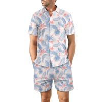Ensemble chemise et short hawaïen pour homme avec logo personnalisé, ensemble assorti pour fête sur la plage, ensemble t-shirt et pantalon pour homme