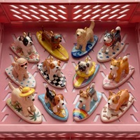 Porte-clés mignon chien surfiste, mini chien sur planche de surf, breloque de sac, pendentif artisanal DIY, accessoire de plage estival pour femmes et filles