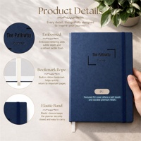 Agenda-planificateur personnalisé A5 en cuir PU bleu marine, couverture rigide, gaufrage, pour la planification de carrière 2026-2027, avec boîte