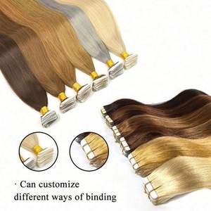 Extensions de cheveux russes 100% vierges Remy à bandes adhésives invisibles, double épaisseur, sans nœuds ni perte - Product Image 3