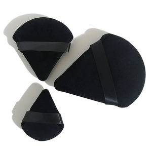Zonyin - Paquete de 3 Esponjas de Maquillaje Triangulares de Terciopelo <span class=keywords><strong>Negro</strong></span>, con Logotipo Personalizado, Suaves, Mini y Grandes, para Polvo Facial - Product Image 1