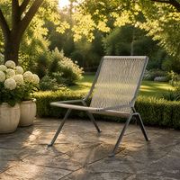 Fauteuil de loisirs minimaliste, design tressé en corde, en acier inoxydable, style Bauhaus, fauteuil inclinable individuel pour salon