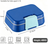 Boîte à bento pour enfants à 3 compartiments en acier inoxydable 304, étanche, avec couverts, pour l'école, le bureau, le camping et les pique-niques, préparation de repas, salade