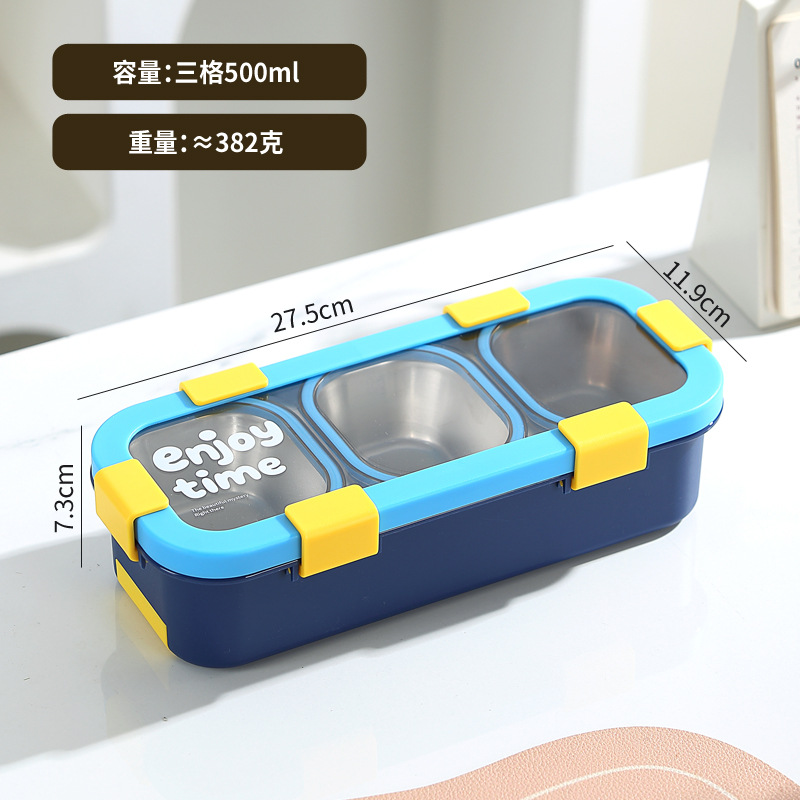 Hc67125, recipiente azul de 500 ml con tres compartimentos divididos y sellados.