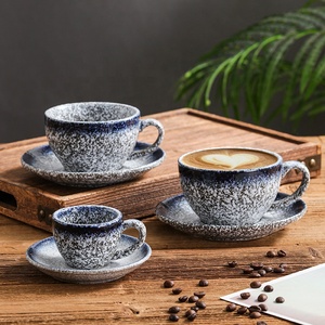 Ceramica Cappuccino <span class=keywords><strong>Latte</strong></span> Espresso tazza piattino Set retrò stile giapponese porcellana di lusso per caffè e uso domestico per tazze da tè piattini - Product Image 3