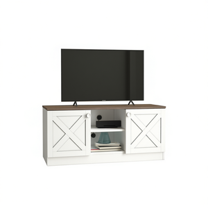 Supporto TV Vintage a 2 armadi con Base in legno costale in stile retrò unico - Product Image 1
